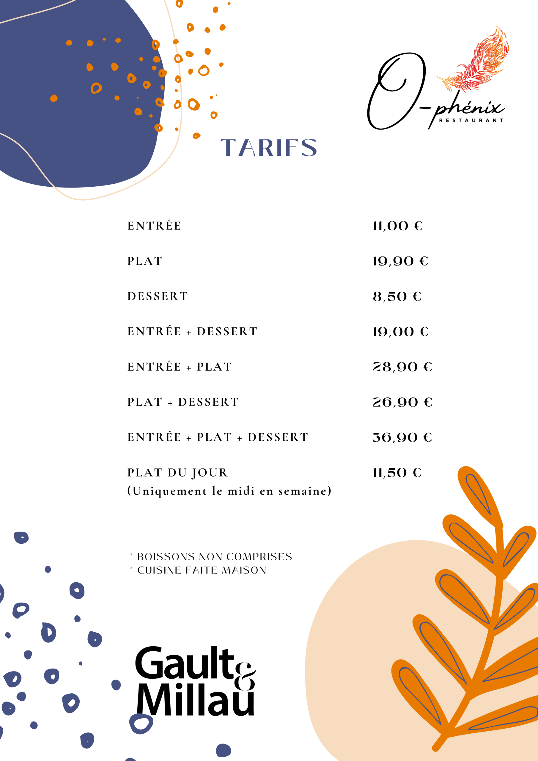 Tarifs 2025 O-Phenix