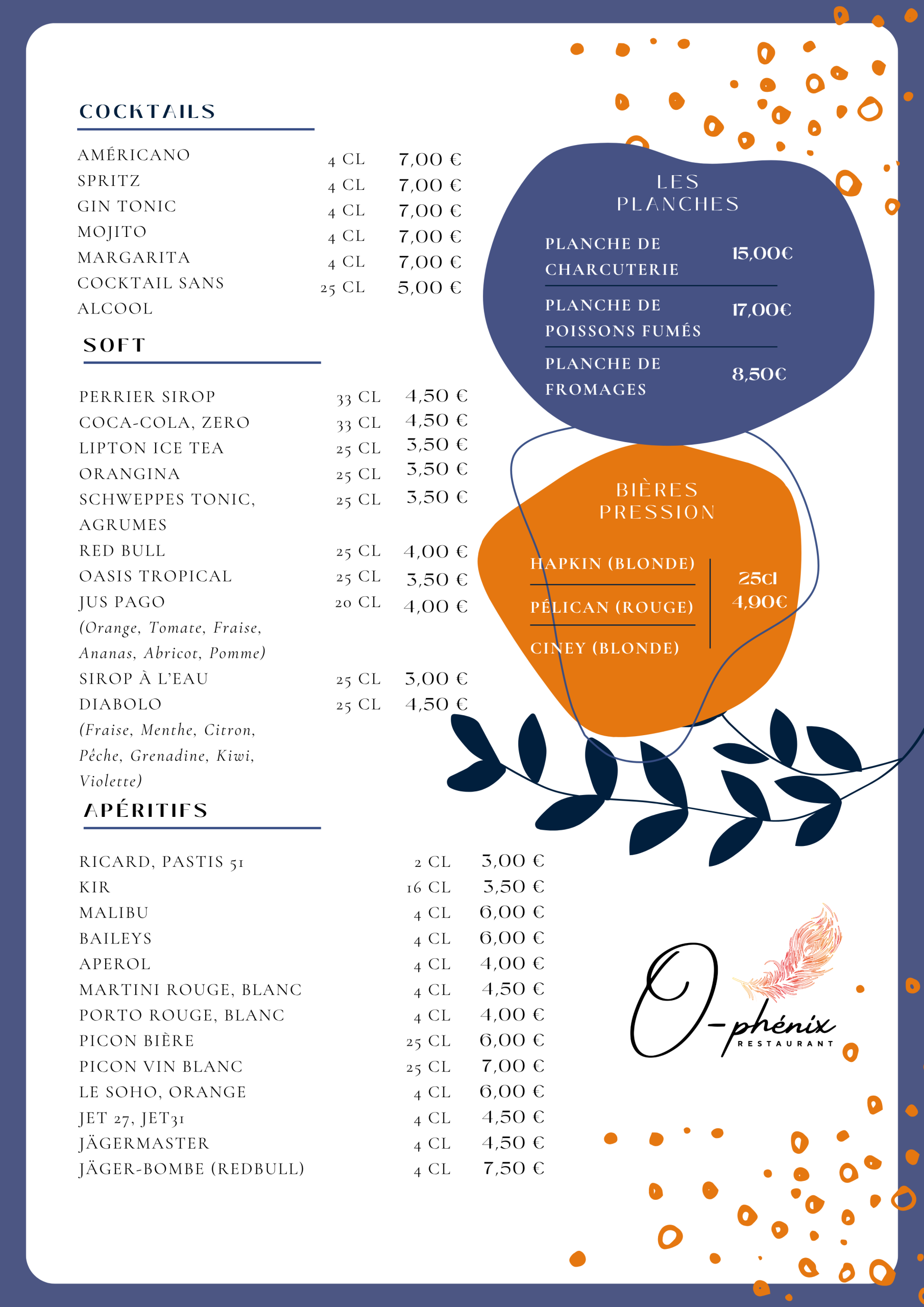 menu de table-O-phénix