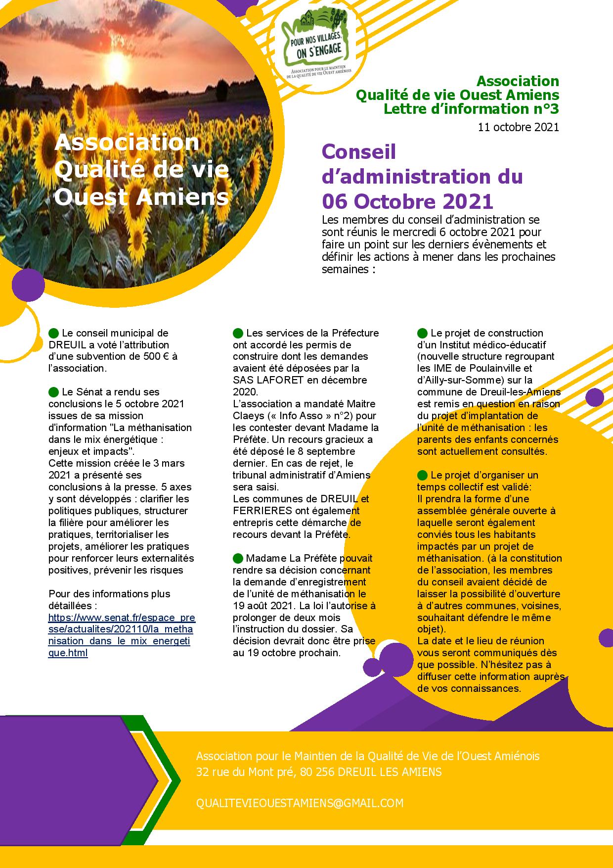 Newsletter de l'association pour le maintien de la qualité de vie Ouest Amienois